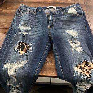 Kancan jeans with leopard patches. New without tags.